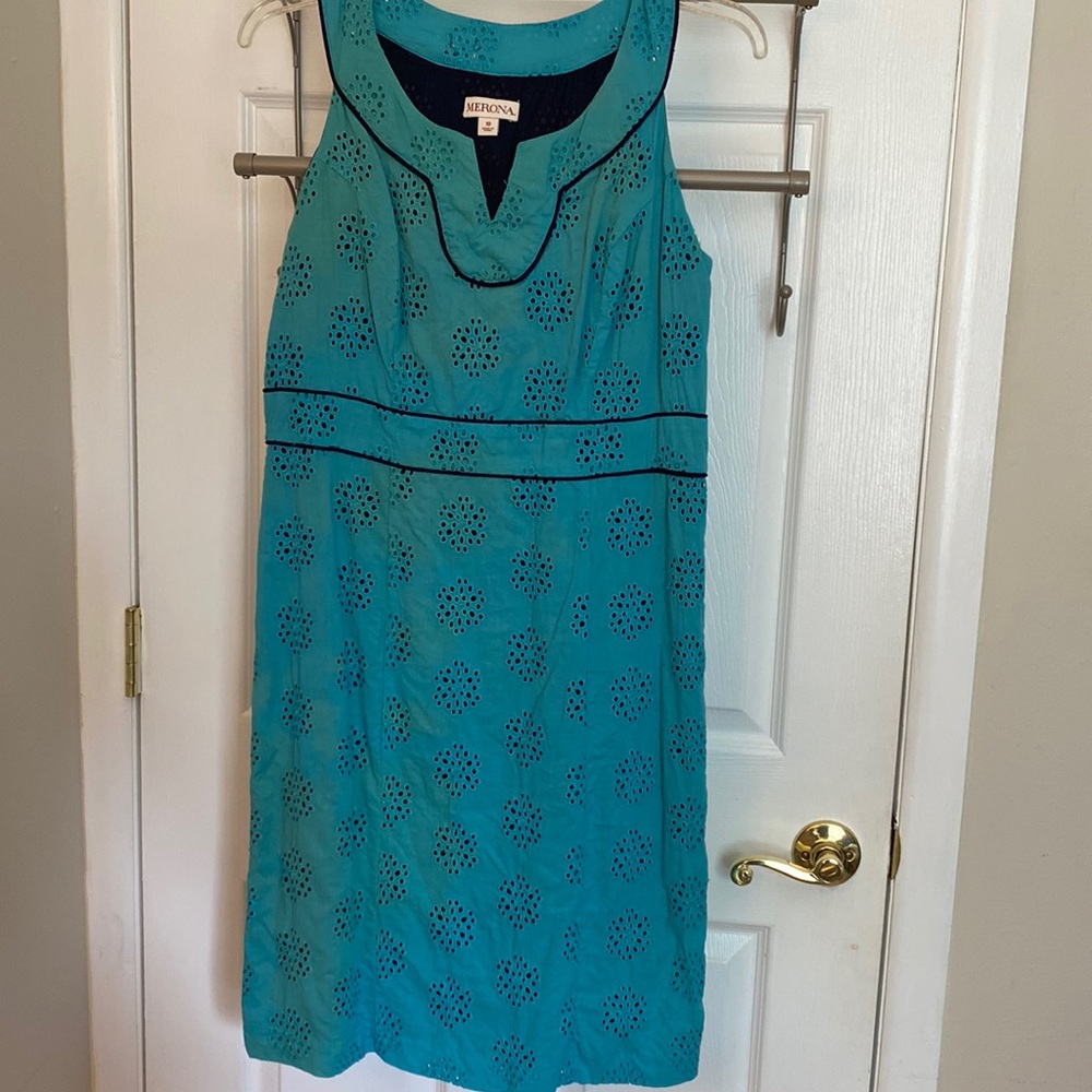 Turquoise and navy eyelet dress from Merona